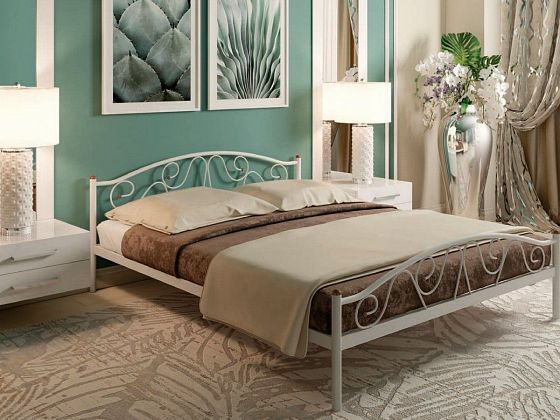 Кровать "Ангелина Plus" 1400 мм (ламели) - В интерьере, цвет: Белый