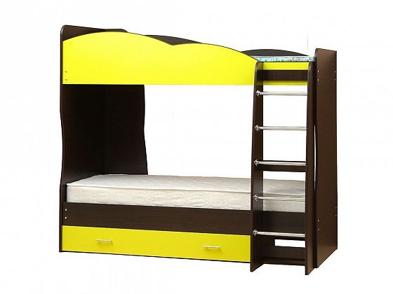 Кровать детская двухъярусная "Юниор-2.1" - Кровать детская двухъярусная "Юниор-2.1", Цвет: Венге/Жел