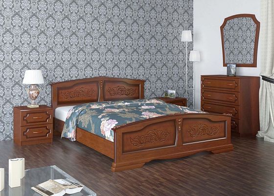 Кровать "Елена" 1400 мм + ламели - Цвет: Орех
