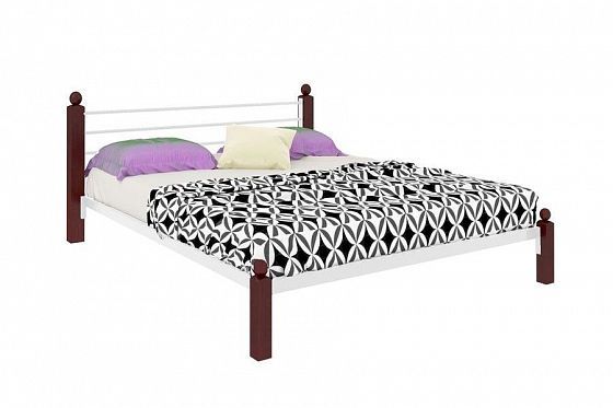 Кровать "Милана Lux" 1800 мм (ламели) - Цвет: Белый/Коричневый (дерево)
