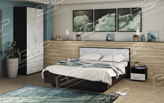 Модульная спальня "Мирти-2" - Дуб Венге/Белый глянец
