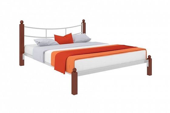 Кровать "София Lux" 1800 мм (ламели) - Цвет: Белый/Коричневый (дерево)