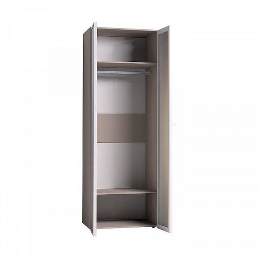 Шкаф для одежды 54 "Brownie" Зеркало+Зеркало - В раскрытом виде, цвет: Мокко/Белый