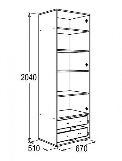 Шкаф 2-хдверный для белья "Омега-16" - Схема