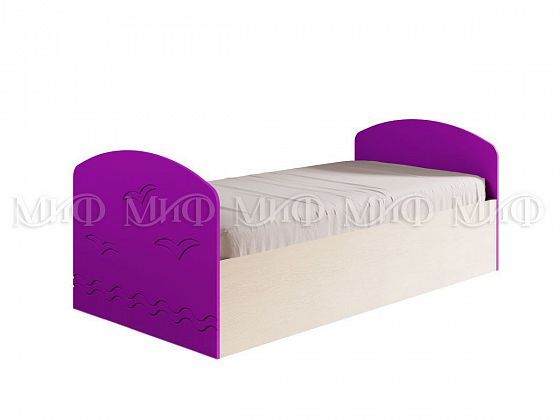 Кровать "Юниор-2" (МДФ глянцевый) - Кровать "Юниор-2" (МДФ глянцевый), Цвет: Фиолетовый металлик/Дуб