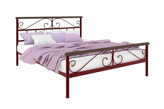 Кровать "Эсмеральда Plus" 1200 мм (ламели) - Цвет: Красный/Коричневый (дерево)