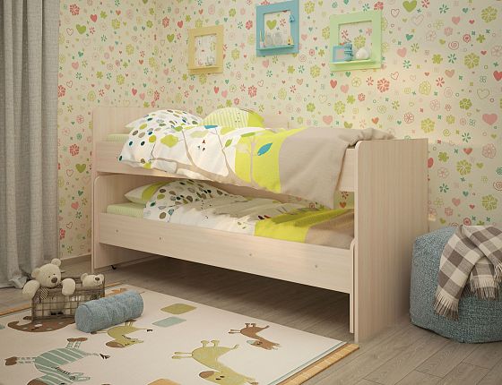 Детская выкатная кровать "Радуга" 1900 мм - Детская выкатная кровать "Радуга" 1900 мм, Цвет: Дуб Мле