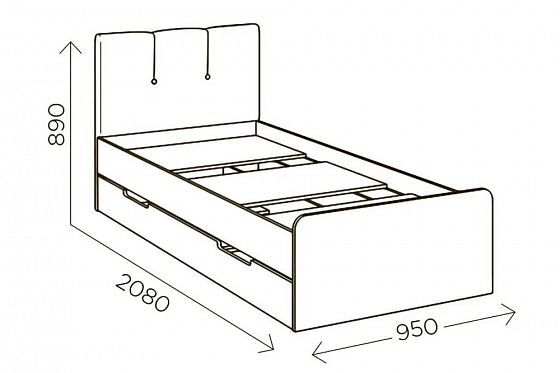 Кровать "Илия" М1 900*200 мм - Размеры
