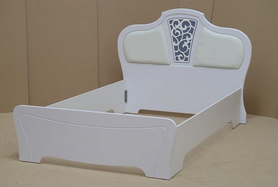 Кровать 2-х спальная (1400 мм) "Ольга-12" - Кровать 2-х спальная (1400 мм), цвет: Белый глянец