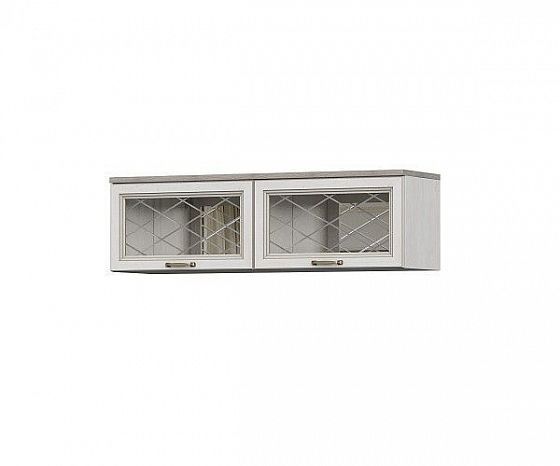 Шкаф навесной горизонтальный 1250 со стеклом "Александрия" ШКН-104 - Цвет: Сосна Санторини светлая