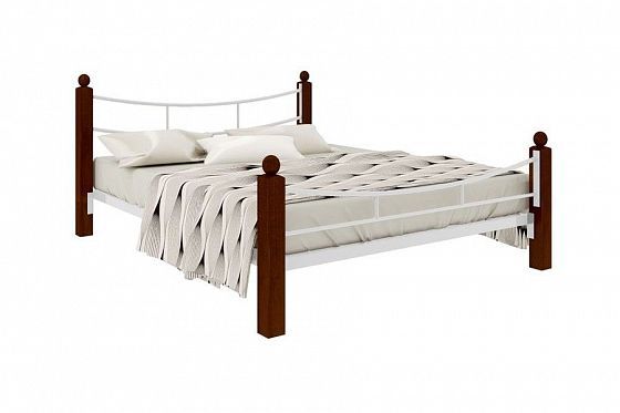 Кровать "София Lux Plus" 1400 мм (ламели) - Цвет: Белый/Коричневый (дерево)