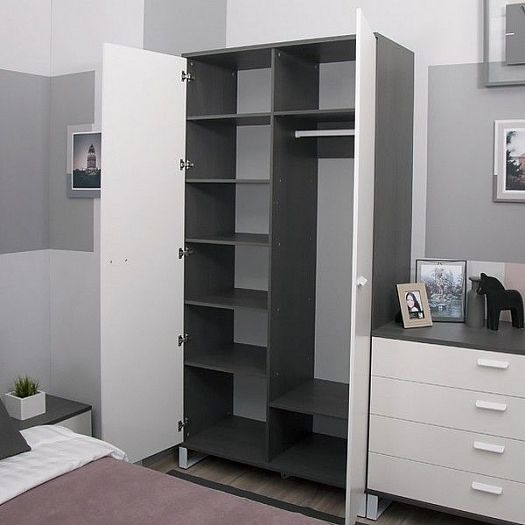 Модульная спальня "Мальта" - Шкаф, цвет: Дуб Андреа Серый/Белый