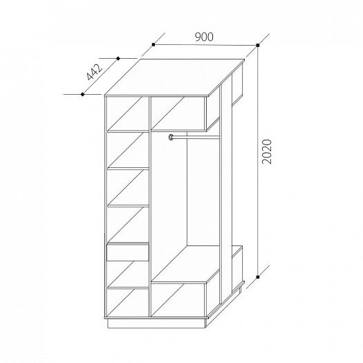Шкаф комбинированный "Визит-3 LOFT" Арт. В3-2 - Схема