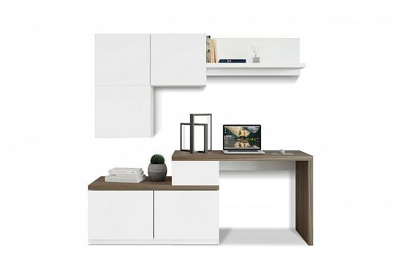 Модульная гостиная "Энни" - Стол и шкаф, цвет: Белый/Орех Анемон/Белый