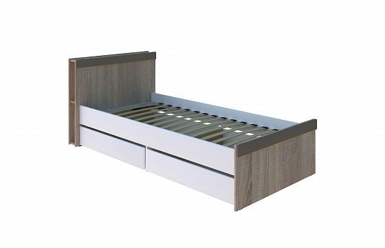 Кровать с двумя выдвижными ящиками "Юниор" ЮКР-3-9 Дуб Сонома - Кровать с двумя выдвижными ящиками "