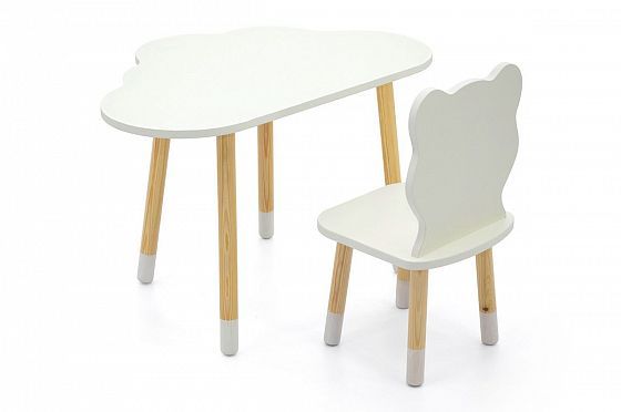 Детский стул "Stumpa мишка" белый - Детский стул "Stumpa мишка" белый, со столом спереди