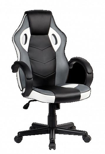 Кресло игровое "McLaren" - Черный/Серый (Экокожа)