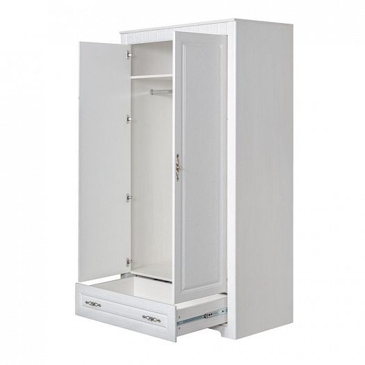 Шкаф двухдверный "Прованс" - В раскрытом виде, цвет: Бодега Белая/Патина Премиум